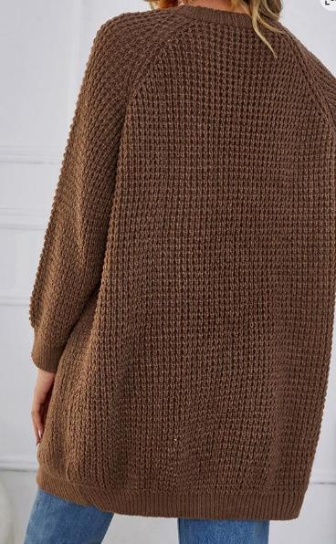 SHEIN Solid Open Front Cardigan Brown Size Medium Online now