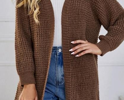 SHEIN Solid Open Front Cardigan Brown Size Medium Online now